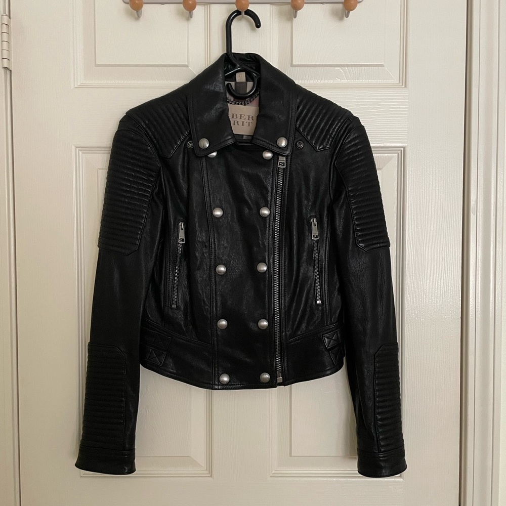 Burberry Brit Double-Breasted Leather Jacket
